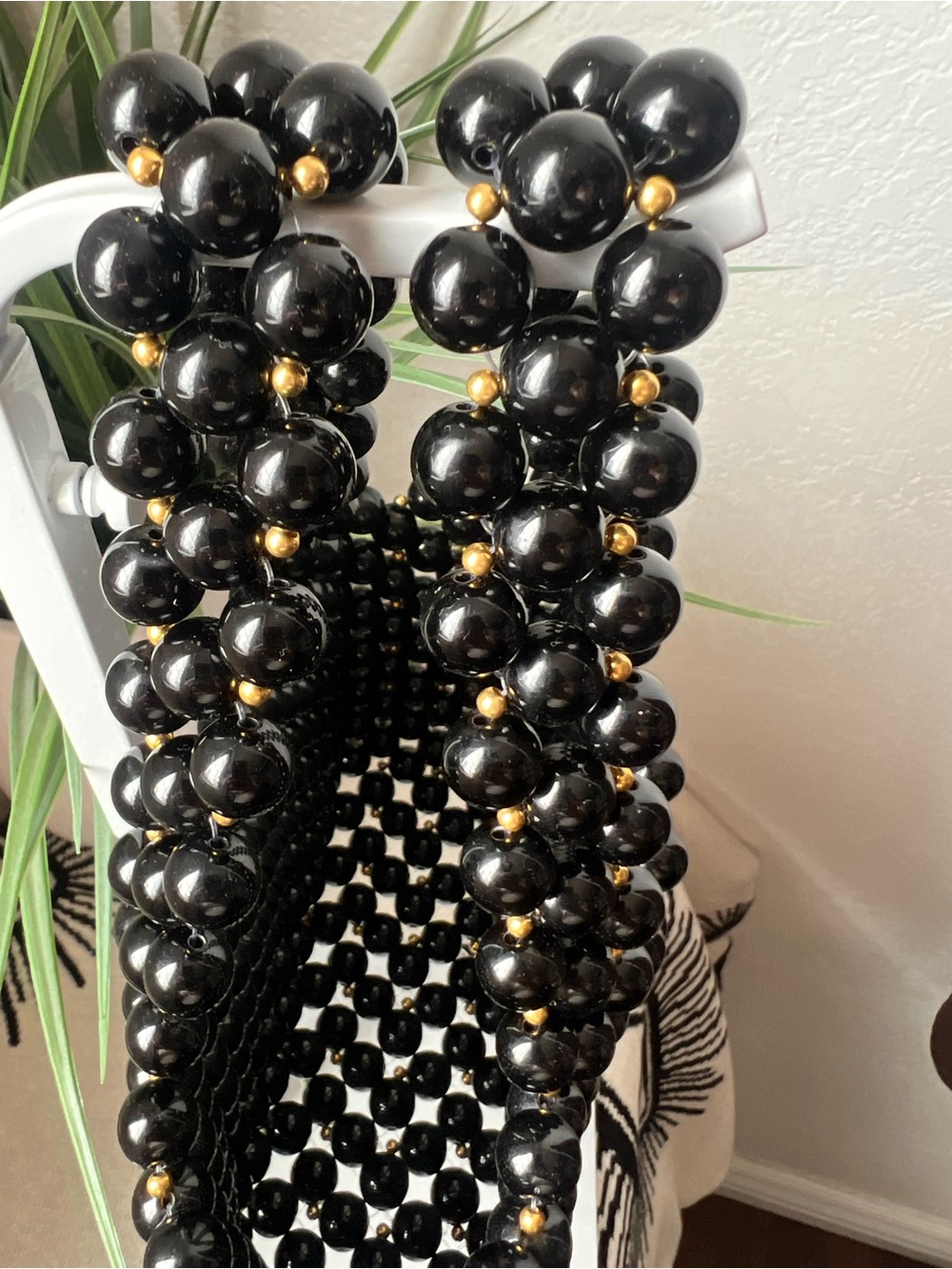 Lovers + Friends Black Meggy Beaded Mini Tote with Gold Accents - Picture 4 of 7